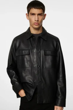 J.Lindeberg Wilden Lamb Leather Overshirt Black