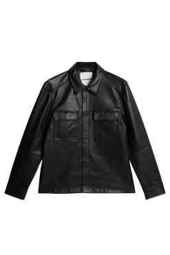 J.Lindeberg Wilden Lamb Leather Overshirt Black