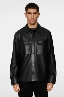 J.Lindeberg Wilden Lamb Leather Overshirt Black