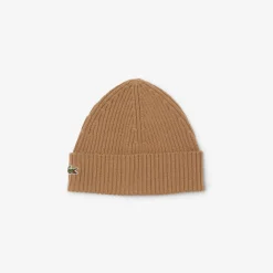 Lacoste Rib Knit Brushed Wool Beanie