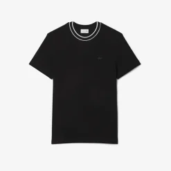 Lacoste Stretch Piqué Stripe Collar T-shirt Midnight Blue