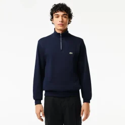 Lacoste Zippered Stand-Up Collar Sweatshirt Midnight Blue