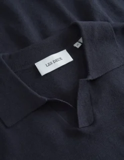 Les Deux Emmanuel Knit Polo Dark Navy