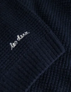 Les Deux Grady Waffle Mockneck Knit Dark Navy