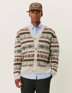 Les Deux Hordur Fair Isle Cardigan Light Desert Sand