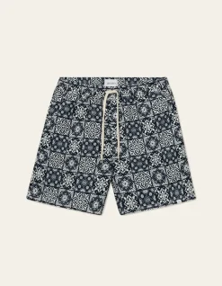 Les Deux Stan AOP Swim Shorts Light Ivory/Dark Navy
