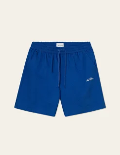 Les Deux Stan Seersucker Swim Shorts Surf Blue