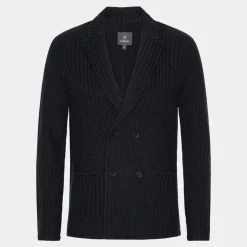 Less Worries Merino Cable Blazer Navy