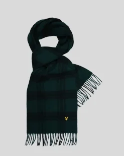 Lyle & Scott Check Lambswool Scarf Argyle Teal/ Jet Black