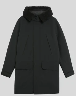 Lyle & Scott Heavyweight Faux Shearling Collar Parka Jet Black