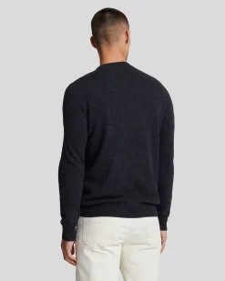 Lyle & Scott Lambswool Blend Crew Neck Jumper Dark Navy Marl