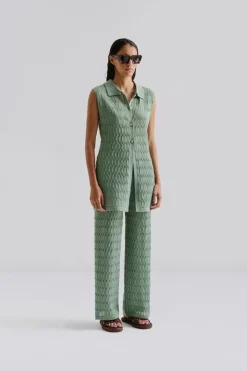 Malina Hele Long Structure Knitted Vest Sage