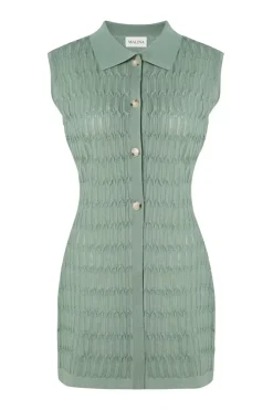 Malina Hele Long Structure Knitted Vest Sage