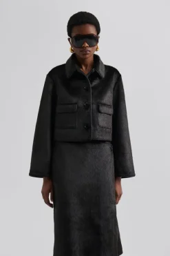 Malina Seressa Faux Boxy Jacket Chocolate