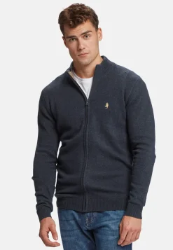 MCS Alfie Lambswool Knit Full zip Navy Melange