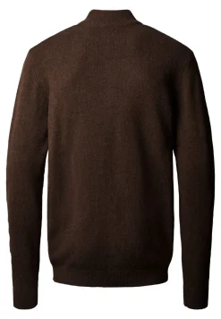 MCS Axel Lambswool Knit Half-zip Dark Brown Melange