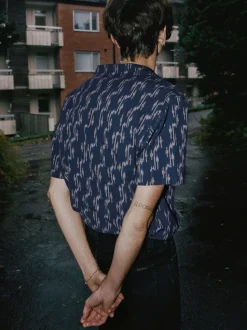 Nudie Jeans Arvid Ikat Shirt Blueberry