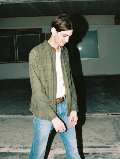 Nudie Jeans Julian Worker Plaid Check Shirt Olive