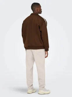 Only & Sons Onsriber Ls Zip Stripe Track Sweat Potting Soil