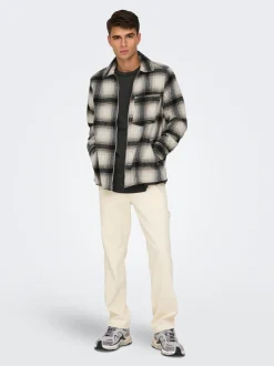 Onsaustin Wool Zip Overshirt White