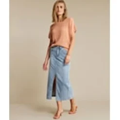 Red Button Alina Skirt Frontslit Bleach