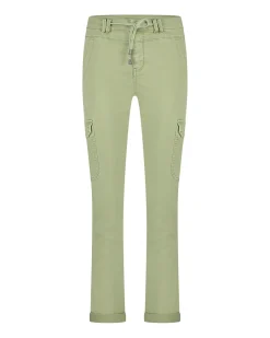 Red Button Cargo Jogger Pants Summer Sage