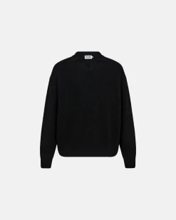 Resteröds Kane Wool Polo Knit Black