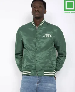 Schott Princeton Nylon Varsity Jacket Green