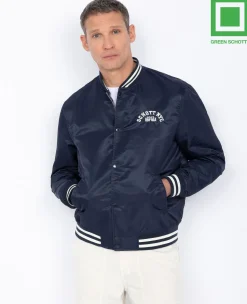 Schott Princeton Nylon Varsity Jacket Midnight