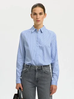 Selectec Femme Slfromie Ls Fitted Shirt Bright White