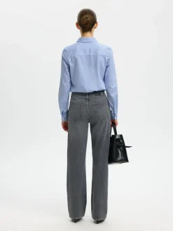 Selectec Femme Slfromie Ls Fitted Shirt Bright White