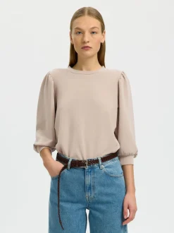 Selectec Femme Slwtenny 3/4 Sweat Top Noos Pure Cashmere