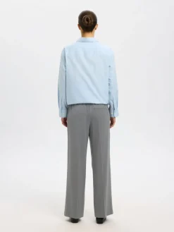 Selected Femme Emma Tara Wide Pant Medium Grey Melange