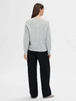 Selected Femme Lulu Short Cardigan Light Grey Melange