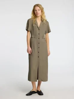 Selected Femme Natuk Buttoned Ankle Dress Vetiver