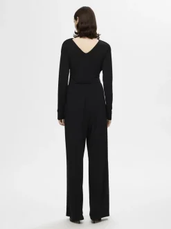 Selected Femme Rana LS Wrap Jumpsuit Black