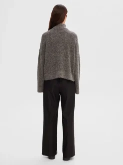 Selected Femme Sia Ras Knit Zipper Cardigan Medium Grey Melange