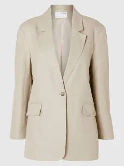 Selected Femme Sine Fitted Linen Blazer Humus