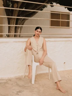 Selected Femme Sine-Eliana Linen Straight Pant Humus