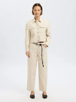 Selected Femme Una Barrel Jeans Egret