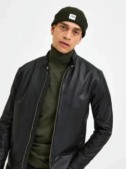 Selected Homme Archive Classic Leather Jacket Black