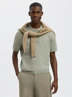 Selected Homme Berg Knit Tee Iceberg Green