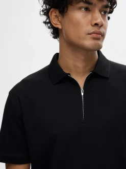Selected Homme Fave Zip Polo Black