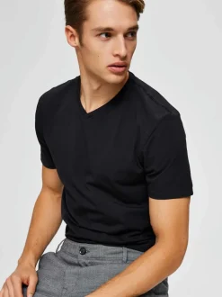 Selected Homme New Pima V-Neck Black