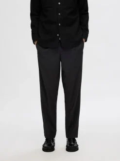 Selected Homme Tapered Leroy Pleat Pants Black