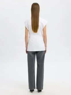 Slffina Slim SS Shirt Bright White