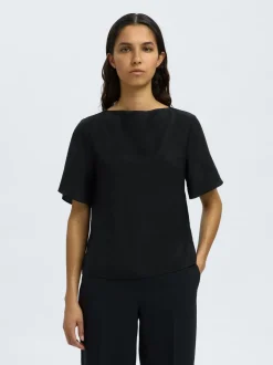 Slflorenza Cowl Neck Top Black