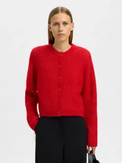 Slfsia Ras Cropped Cardigan Equestrian Red