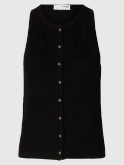 Slftrixie Knit Button Top Black