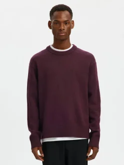 Slharne Relaxed Wool Crew Neck Knit Winetasting